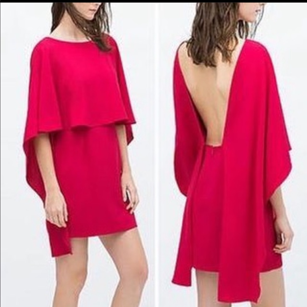 ZARA Open Back Cape Dress